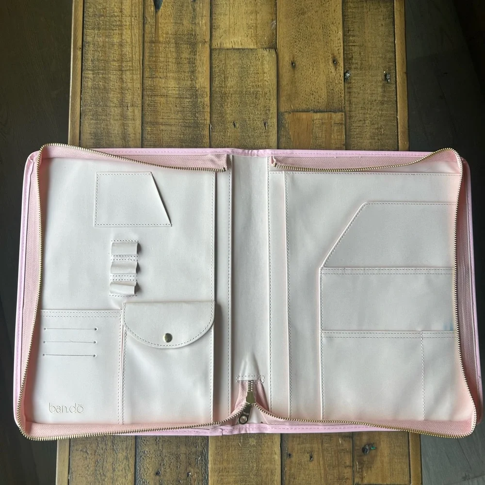 Ban.do Large Pink Planner with Blue Text With Zip Closure
